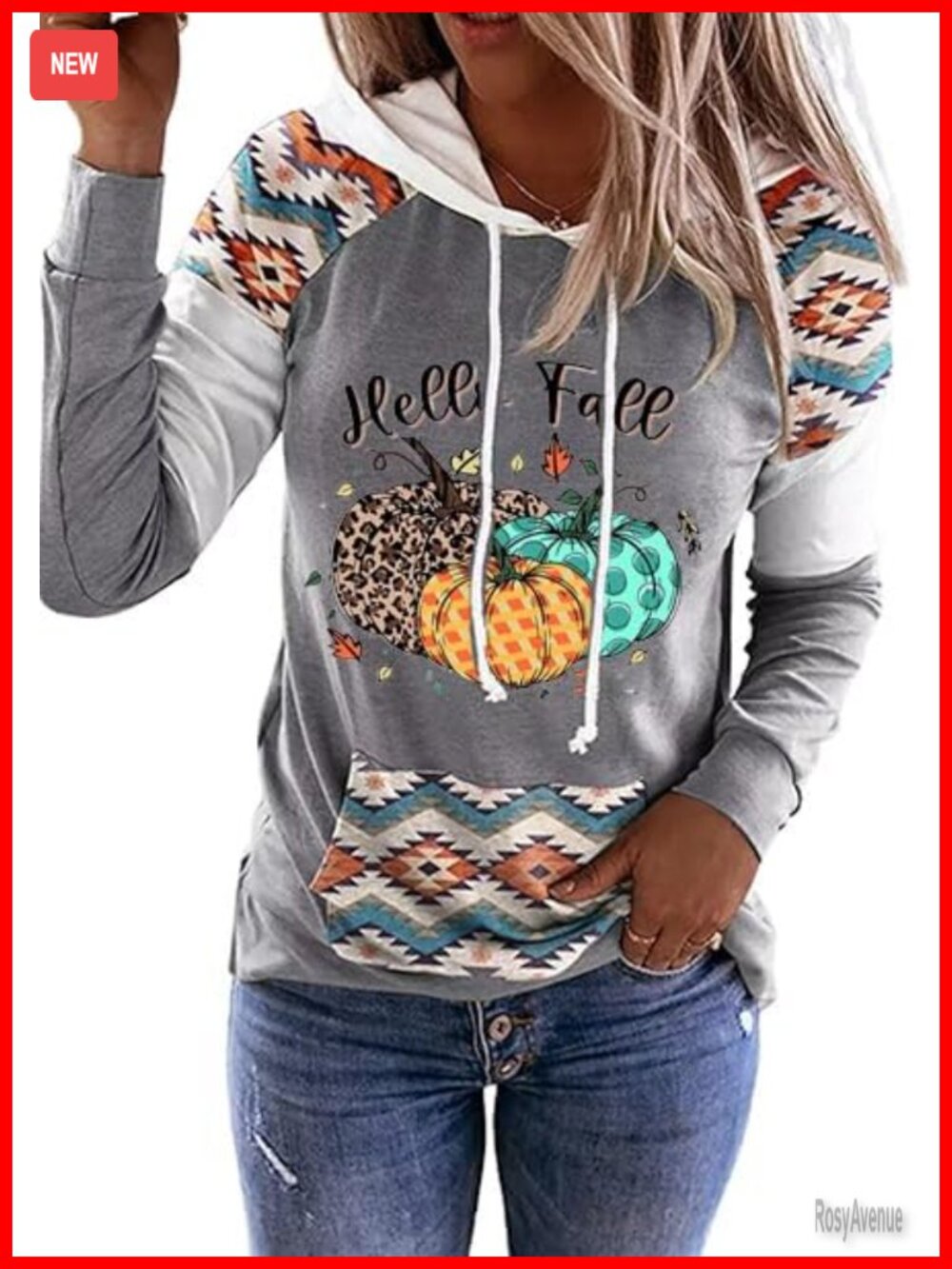 Women's Plaid Pumpkin Hoodie Kangaroo Pocket Loose Fit Fall Top